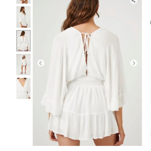 NWT Plunging White Ruffle Trim Romper Size Small NEW - Picture 5 of 10
